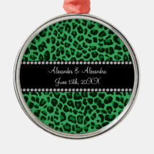 Favores verdes del boda del modelo del leopardo adorno de navidad