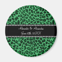 Favores verdes del boda del modelo del leopardo imán de frigorifico