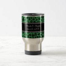 Favores verdes del boda del modelo del leopardo tazas