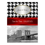 Fecha blanca 2 de la reserva del negro Houndstooth Postal