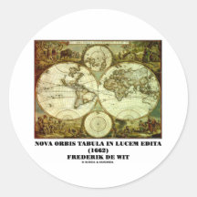 Federico de Wit Nova Orbis Tabula en Lucem Edita Etiquetas Redondas