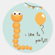 Feestende worm sticker