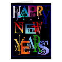 FELICES AÑO NUEVO de negro de la tarjeta