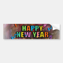 Felices Año Nuevo de vapores y topetón de las deco Pegatina De Parachoque