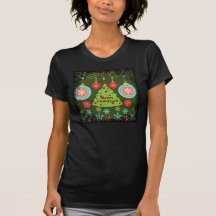 Felices copos de nieve del árbol de navidad del dí camiseta