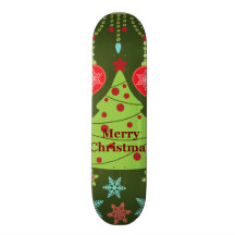 Felices copos de nieve del árbol de navidad del dí monopatín personalizado