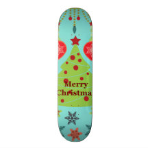 Felices copos de nieve del árbol de navidad del dí monopatin personalizado