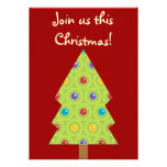 Felices invitaciones del árbol de navidad anuncios personalizados