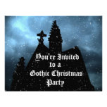 Felices invitaciones góticas del azul del navidad anuncio personalizado
