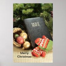 Felices Navidad biblia y ornamentos Impresiones
