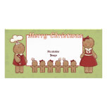 Felices Navidad - chica y muchacho del pan de jeng Tarjetas Fotográficas Personalizadas