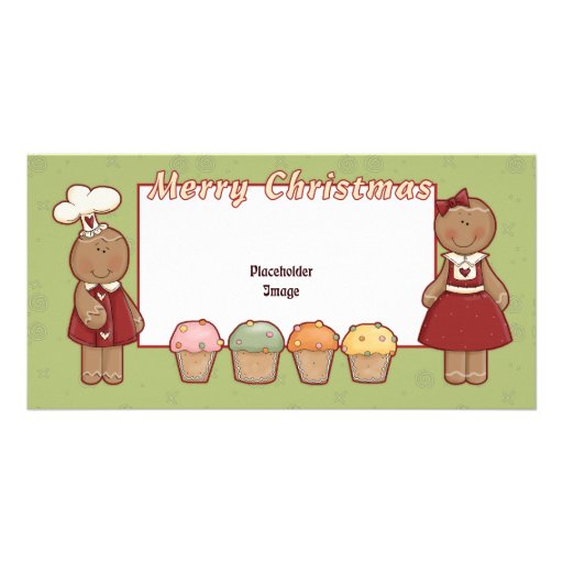 Felices Navidad - chica y muchacho del pan de jeng Tarjeta Con Foto Personalizada