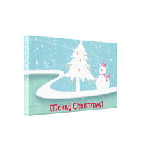 Felices Navidad con el muñeco de nieve Lienzo Envuelto Para Galerias