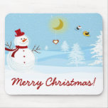 Felices Navidad con el muñeco de nieve Mousepad