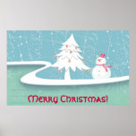 Felices Navidad con el muñeco de nieve Poster