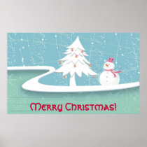 Felices Navidad con el muñeco de nieve posters