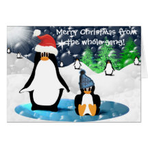 ¡Felices Navidad del pingüino de la cuadrilla ente Felicitación