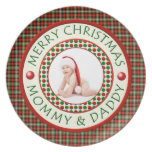 Felices Navidad mamá y foto del papá Plato Para Fiesta