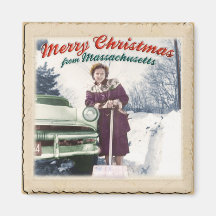 Felices Navidad/Massachusetts Iman De Frigorífico