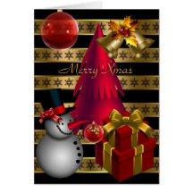 Felices Navidad negros rojos de la raya del oro de