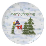 Felices Navidad PlateWinter del muñeco de nieve de Plato De Cena