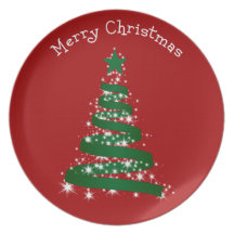 Felices Navidad rojas Plato De Comida