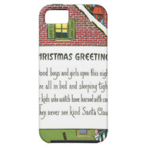 Felices Navidad Santa en la chimenea iPhone 5 Case-Mate Protectores
