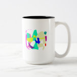Felicidad descendente del mundo del pájaro azul de taza de café