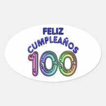 Feliz 100o Cumpleaños Colcomanias De Óval Personalizadas