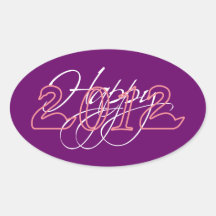 ¡Feliz Año Nuevo 2012! Calcomania De Oval
