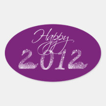 ¡Feliz Año Nuevo 2012! Calcomania De Oval Personalizadas