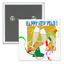 Feliz Año Nuevo Champán Pins