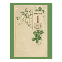 Feliz Año Nuevo de Jugendstil del alemán Postal