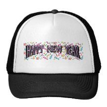 Feliz Año Nuevo en púrpura Gorras De Camionero