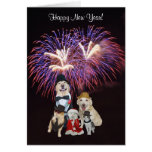 Feliz Año Nuevo linda de los perros y de los gatos Tarjetón