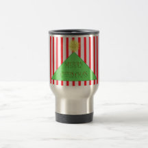 Feliz árbol de navidad rayado tazas