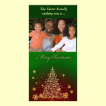 Feliz árbol de navidad tarjetas fotograficas