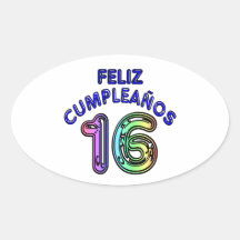Feliz Cumpleaños 16 Calcomanía De Óval