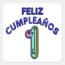 Feliz Cumpleaños 1 Pegatinas Cuadradases