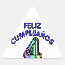 Feliz Cumpleaños 4 Colcomanias De Trianguladas