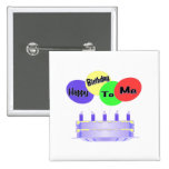 Feliz cumpleaños a mí torta y globos pin