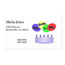 Feliz cumpleaños a mí torta y globos tarjetas de visita