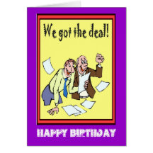 Feliz cumpleaños, conseguimos el trato tarjeta