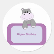 Feliz cumpleaños del hipopótamo pegatina