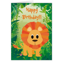 Feliz cumpleaños del león lindo tarjetas