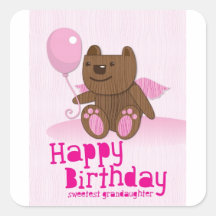 Feliz cumpleaños el Grandaughter más dulce Calcomania Cuadradas Personalizadas
