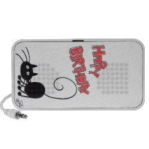 Feliz cumpleaños - gato negro del dibujo animado iPhone altavoces