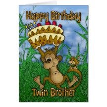 Feliz cumpleaños gemelo de Brother con el mono que Felicitacion