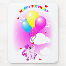 Feliz cumpleaños lindo Mousepad del elefante rosad