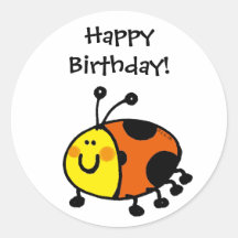¡Feliz cumpleaños! (mariquita) Etiqueta Redonda